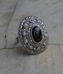 Marcasite with Black Onyx Ring