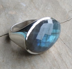 Oval Faceted Labradorite Ring