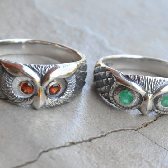 Green Eye Owl Ring