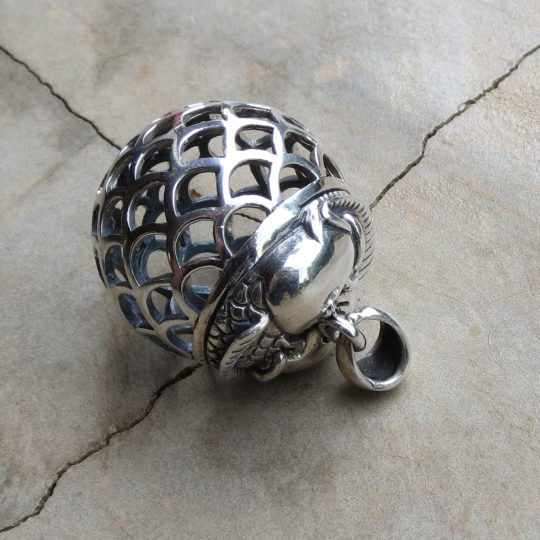 Silver Large Ornate Ball Pendant