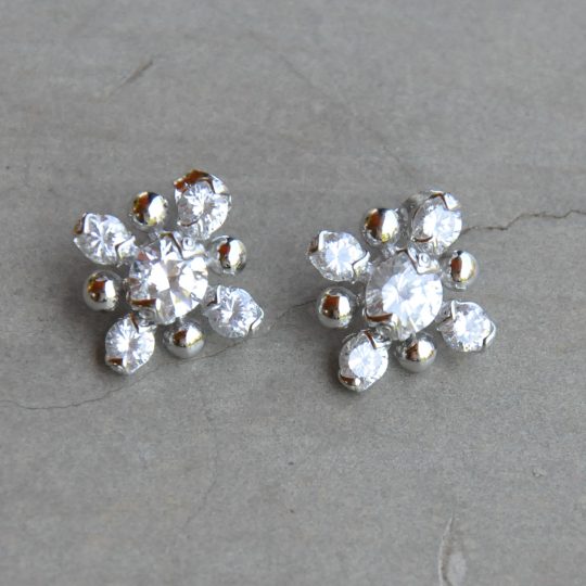 Cubic Zirconia Flower Stud Earrings