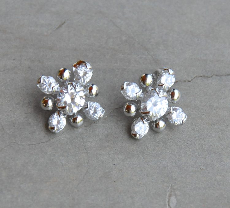 Cubic Zirconia Flower Stud Earrings