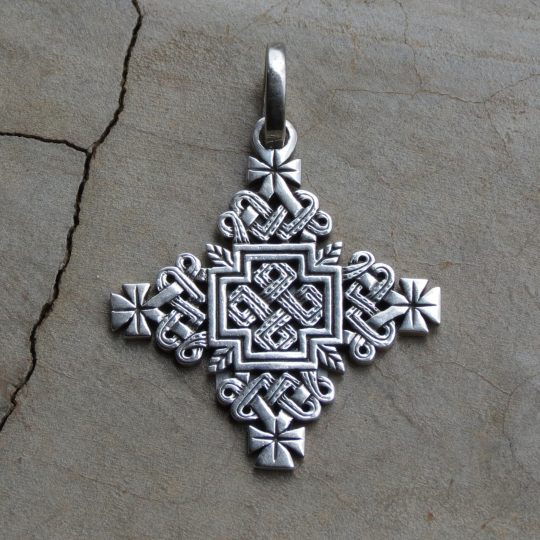 sterling silver ornate cross pendant