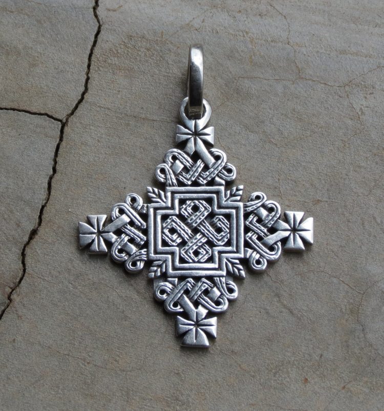 sterling silver ornate cross pendant