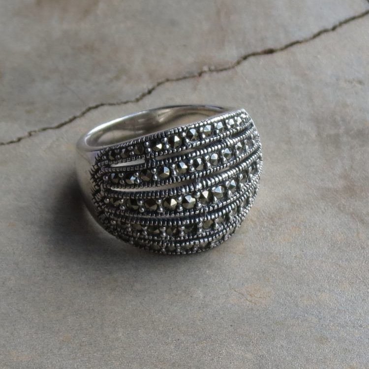 Multi Band Marcasite Dome Ring