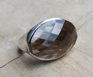 Oval Faceted Smoky Quartz Ring