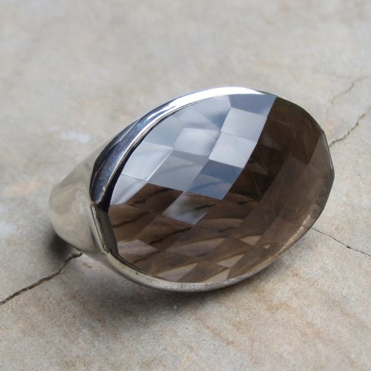 Oval Faceted Smoky Quartz Ring