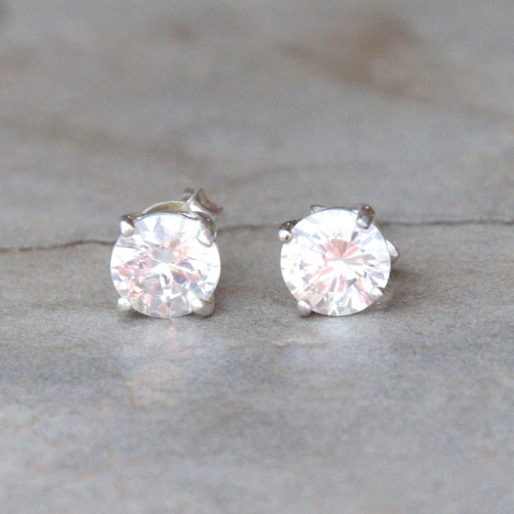 Round Cubic Zirconia Stud Earrings