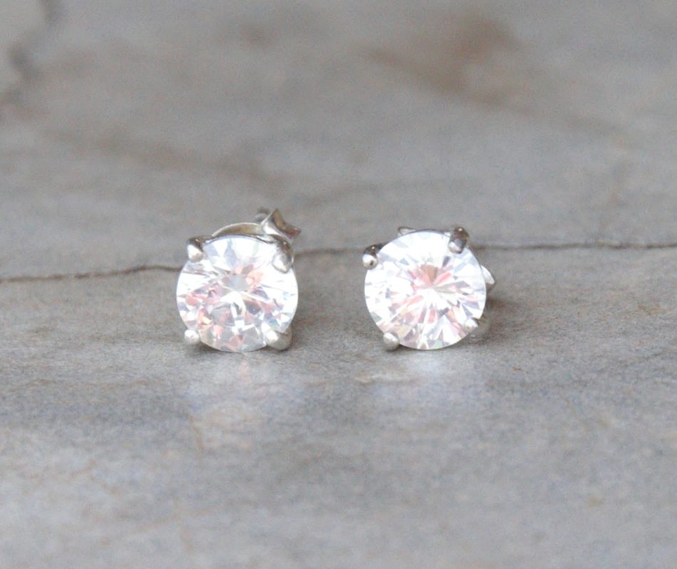 Round Cubic Zirconia Stud Earrings