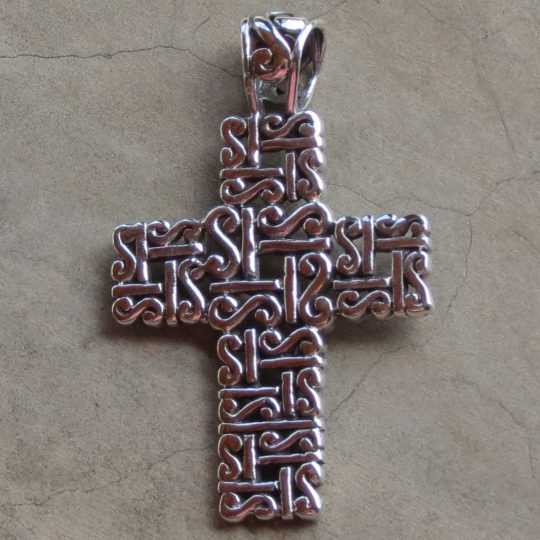 Sterling Silver Ethnic Detailed Cross