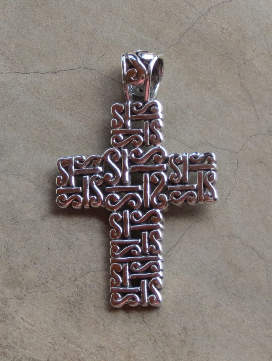 Sterling Silver Ethnic Detailed Cross