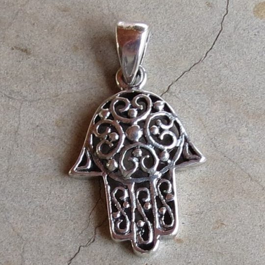 Sterling Silver Hamsa hand pendant