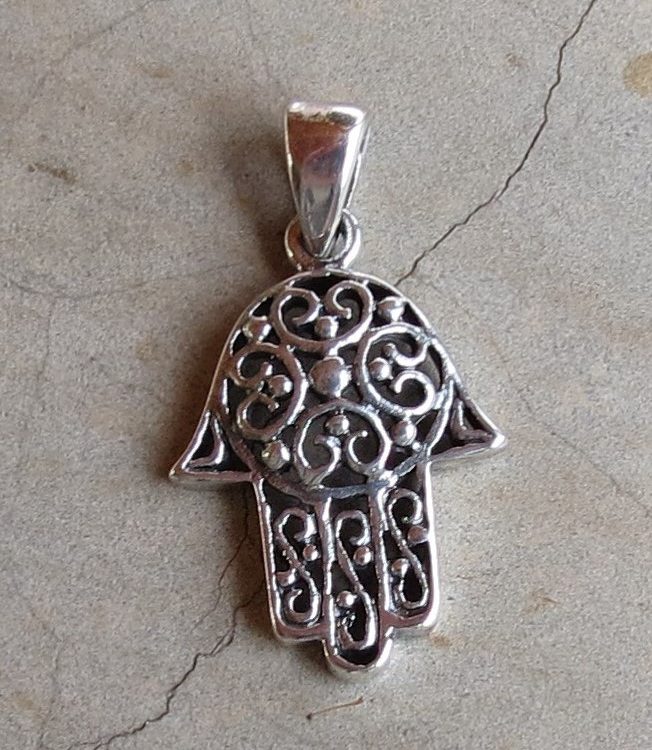 Sterling Silver Hamsa hand pendant