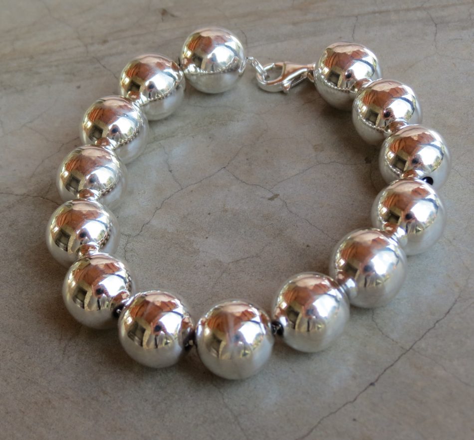 sterling silver ball bracelet -18cm/19cm