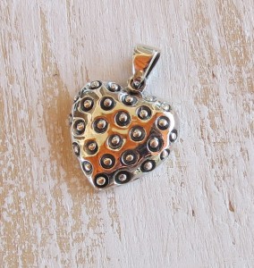 Silver Heart Pendant With Dots