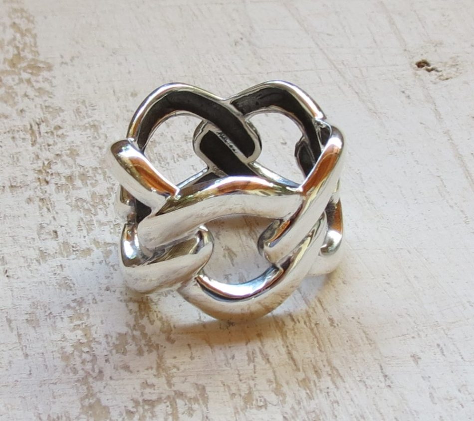 Sterling silver wide braided band