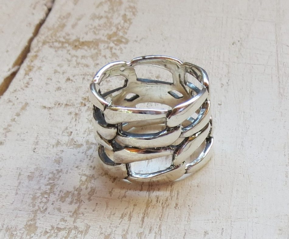 Sterling silver double row braided ring