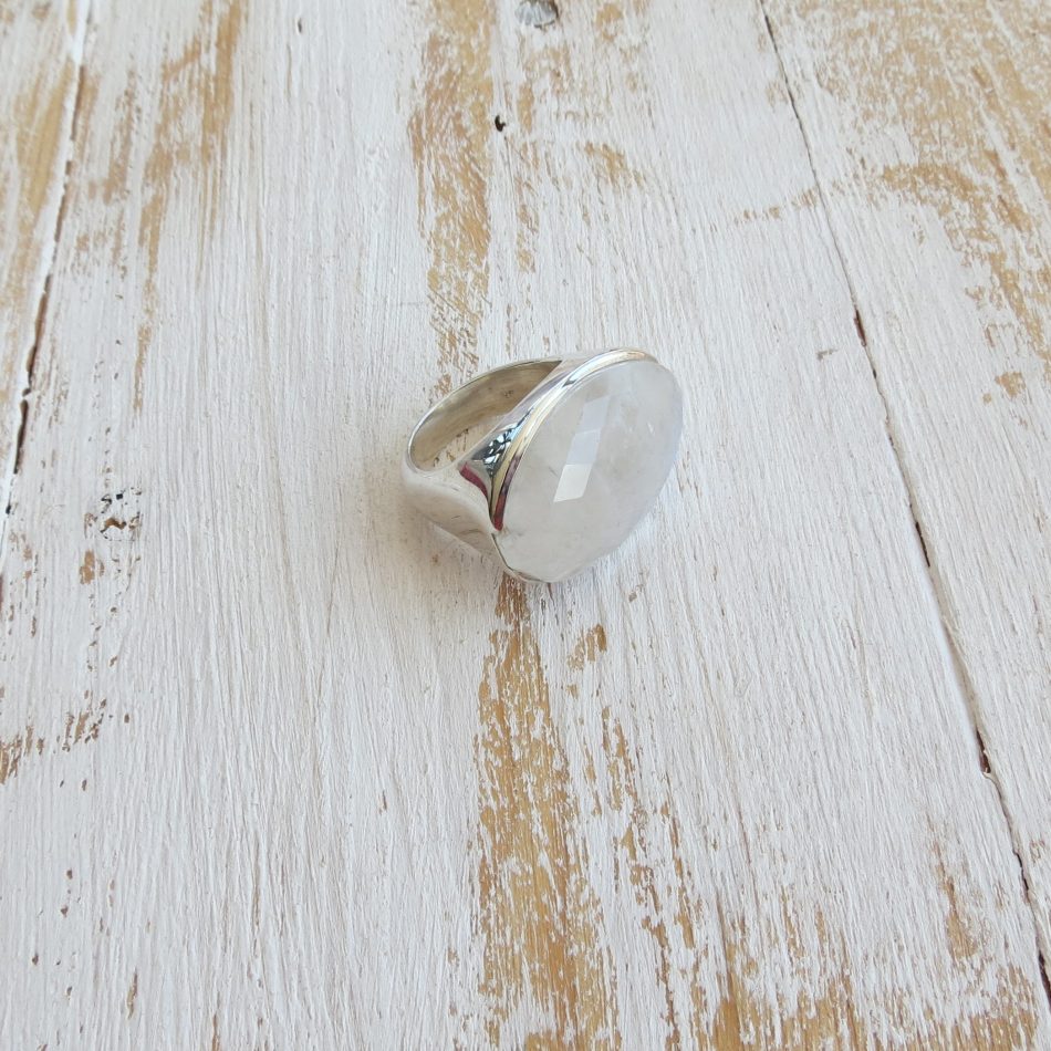 Sterling silver large oval faceted Moonstone ring - Image 2