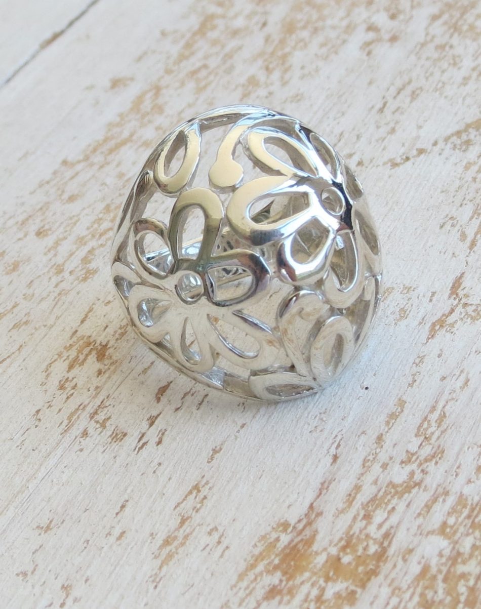 Sterling silver flower dome ring