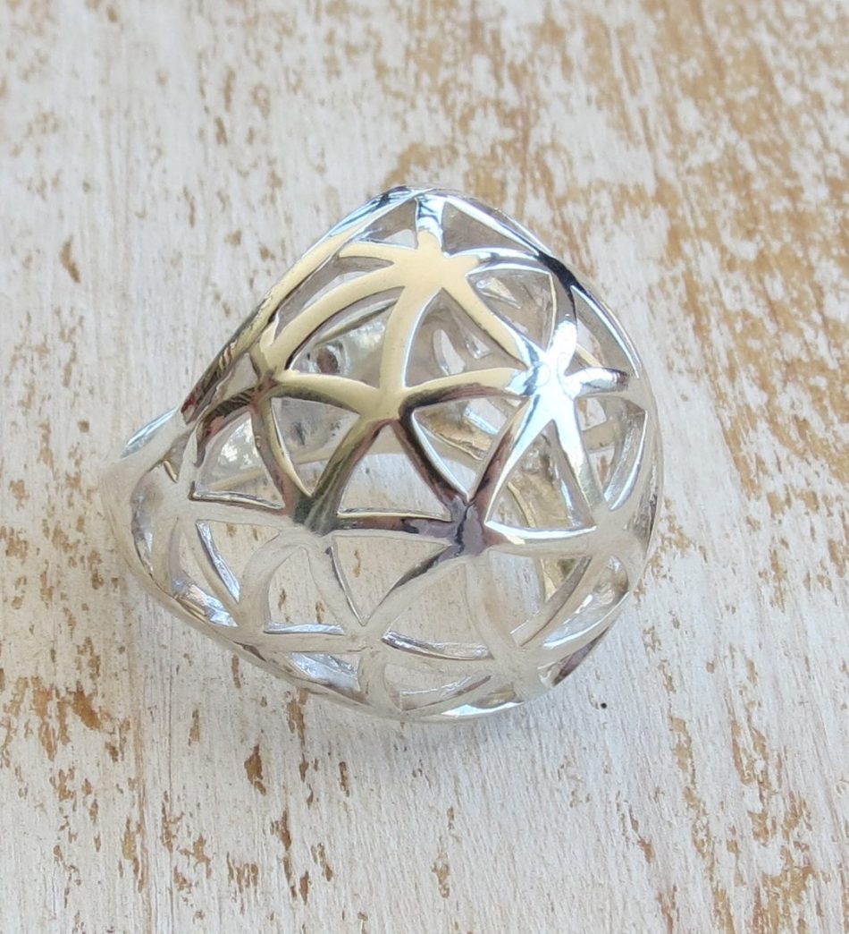 Sterling silver geometric dome ring