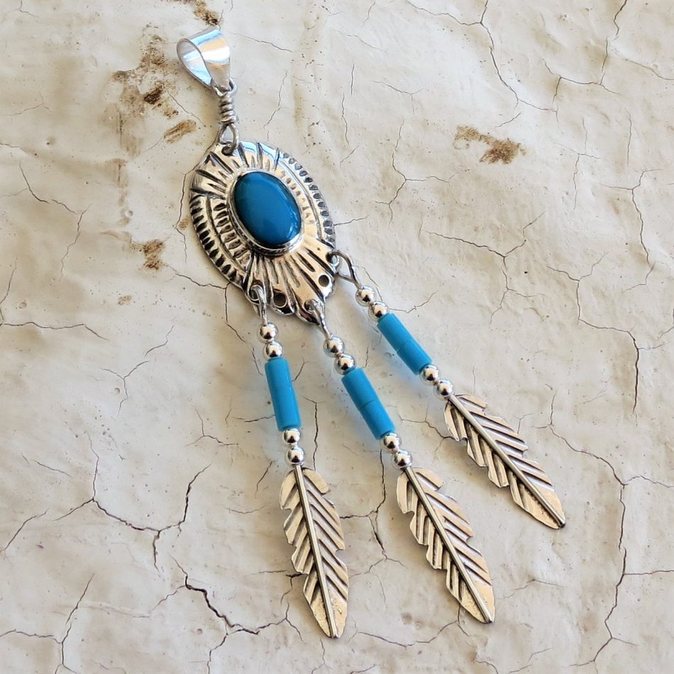 Sterling silver and Turquoise dreamcatcher pendant