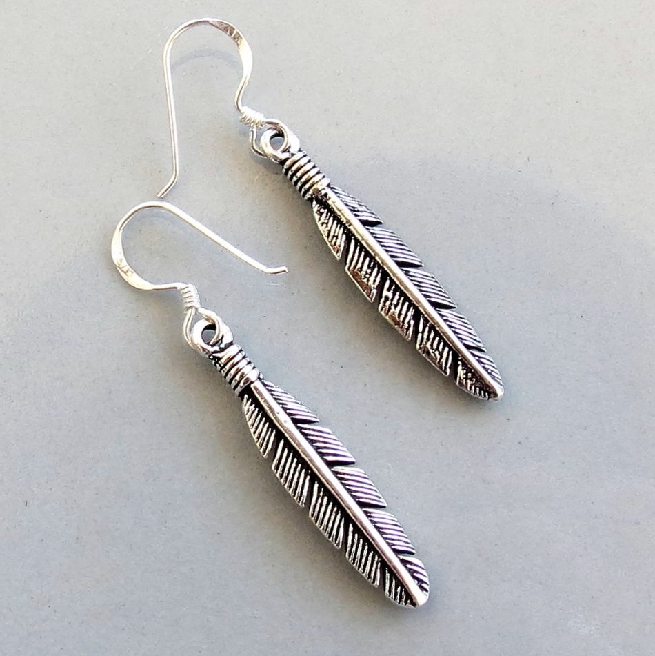 Sterling silver feather earrings