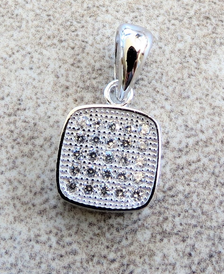 Dainty square cubic zirconia pendant