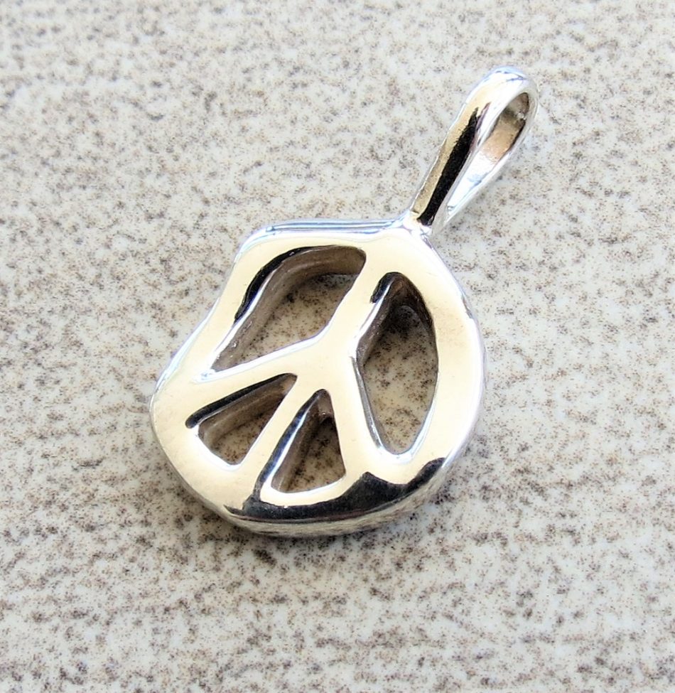 Small sterling silver peace sign pendant