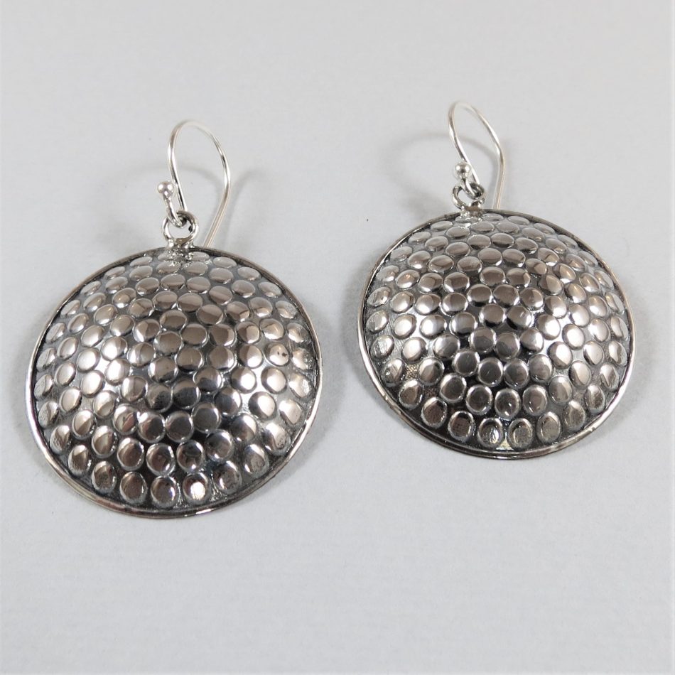 Sterling silver round drop earrings with dots