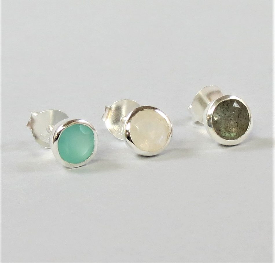 various gemstone round stud earring