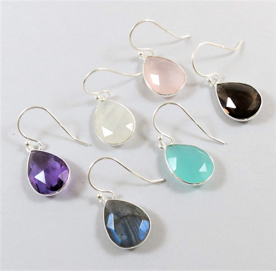 various gemstone teardrop drop earrings