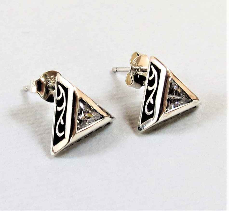 triangle cubic zirconia stud earrings