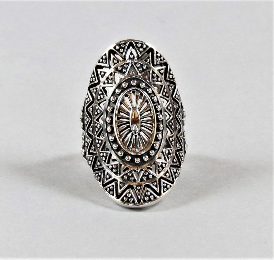 sterling silver mandala design oval ring