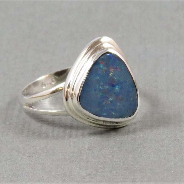 modern framed Australian opal ring