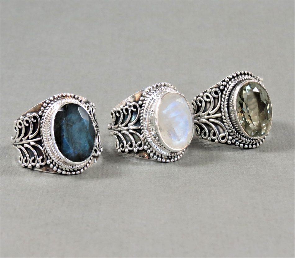 large ornate various gem rings