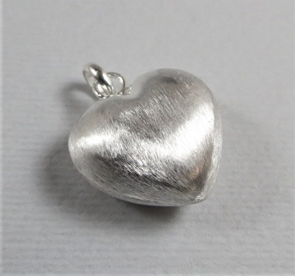 sterling silver scratched detail heart charm