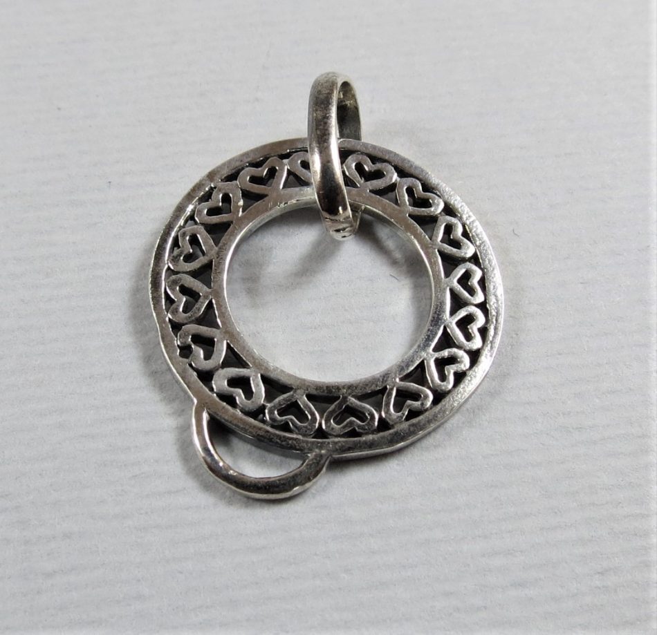 sterling silver ring charm with extra link and heart detail