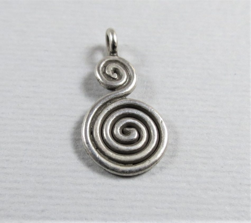 sterling silver ''S'' swirl charm