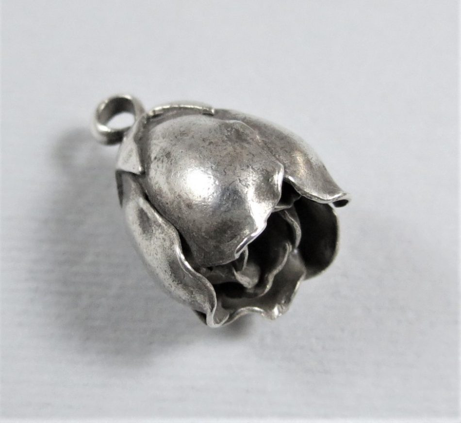 sterling silver large rose charm