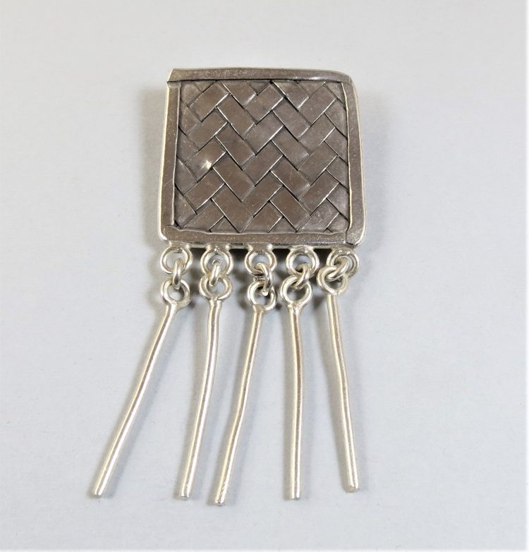 sterling silver square pendant with tassels