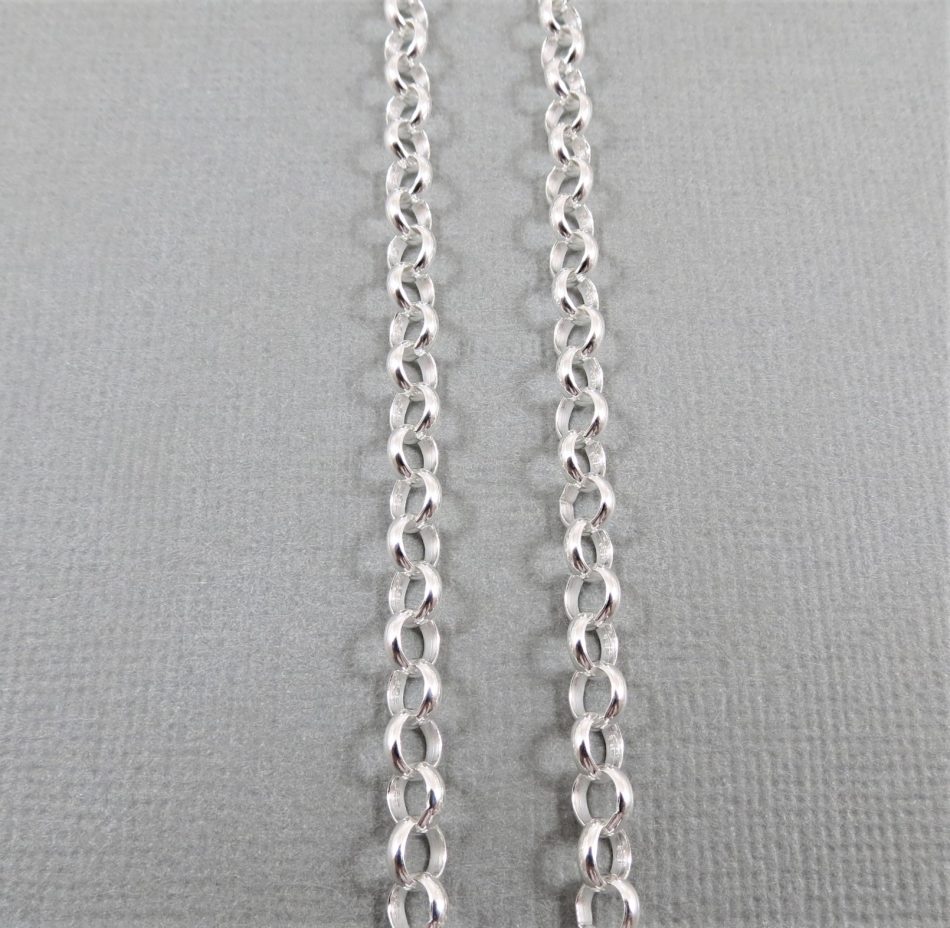 sterling silver round link chain 50cm