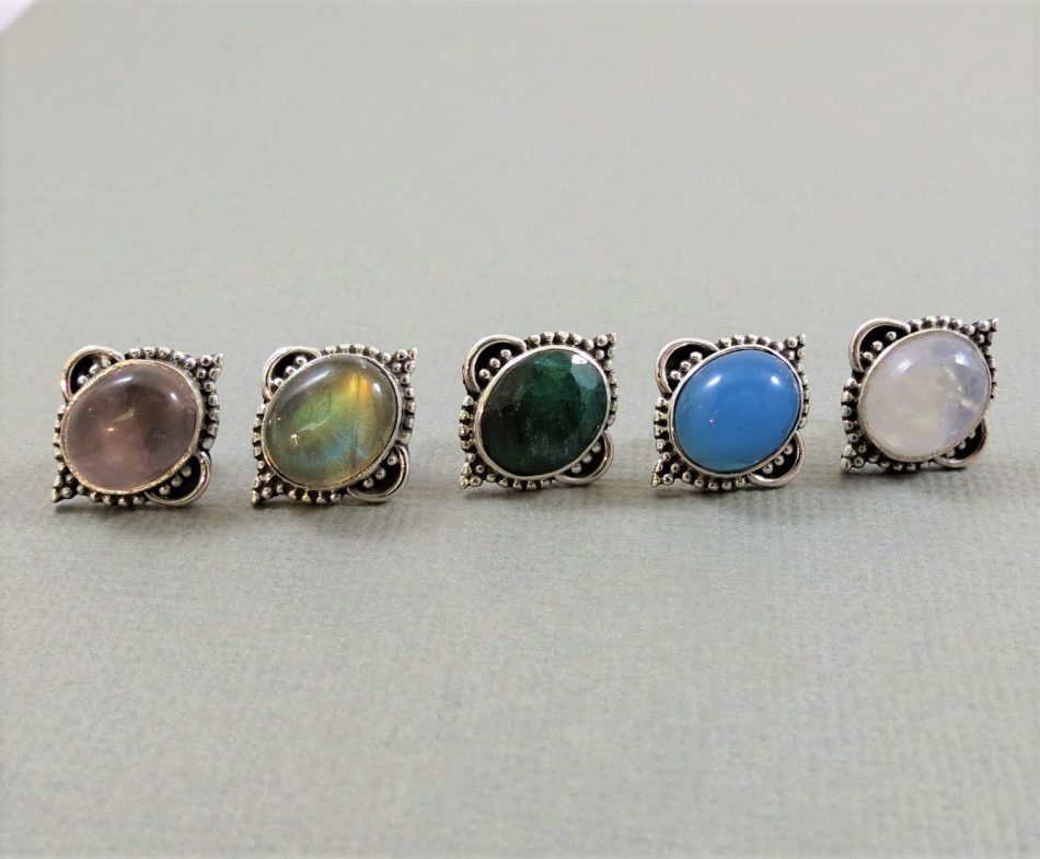 various gemstone stud earrings