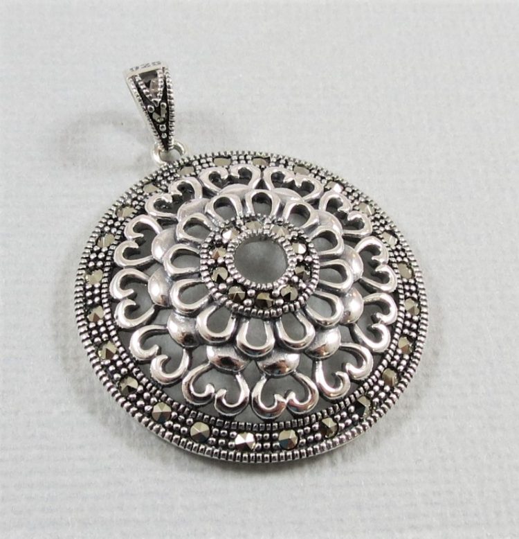 round marcasite pendant