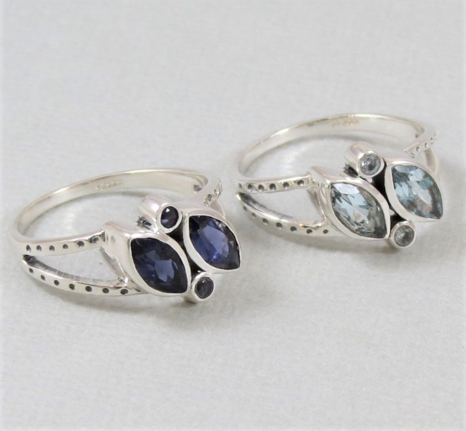 various gemstone elliptical rings