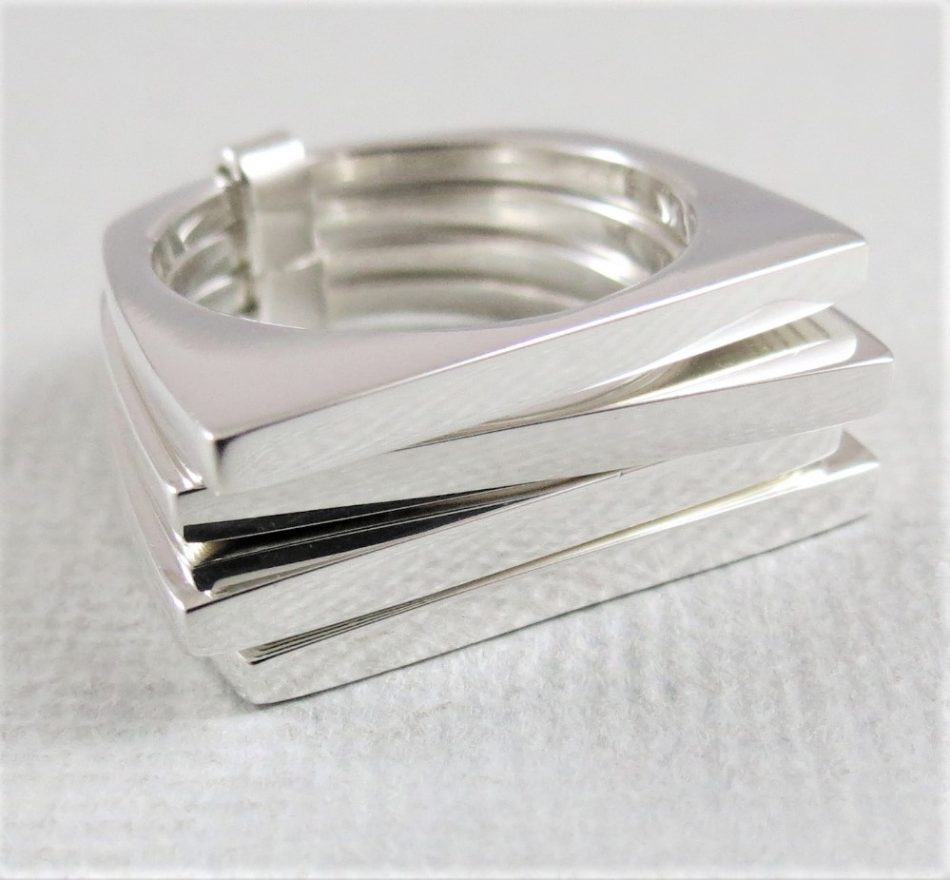 sterling silver 4 stack squared ring