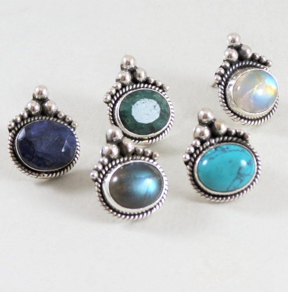 sterling silver and various gemstone earrings