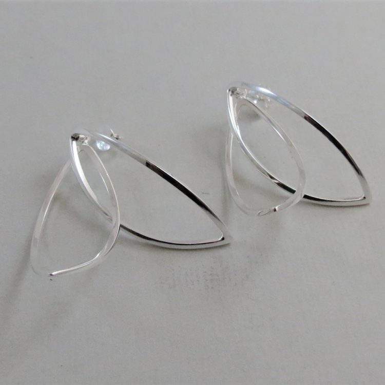 sterling silver curved elliptical earrings