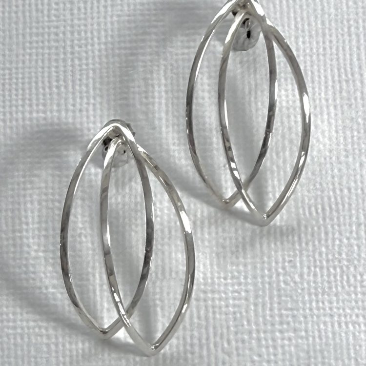 sterling silver curved elliptical earrings
