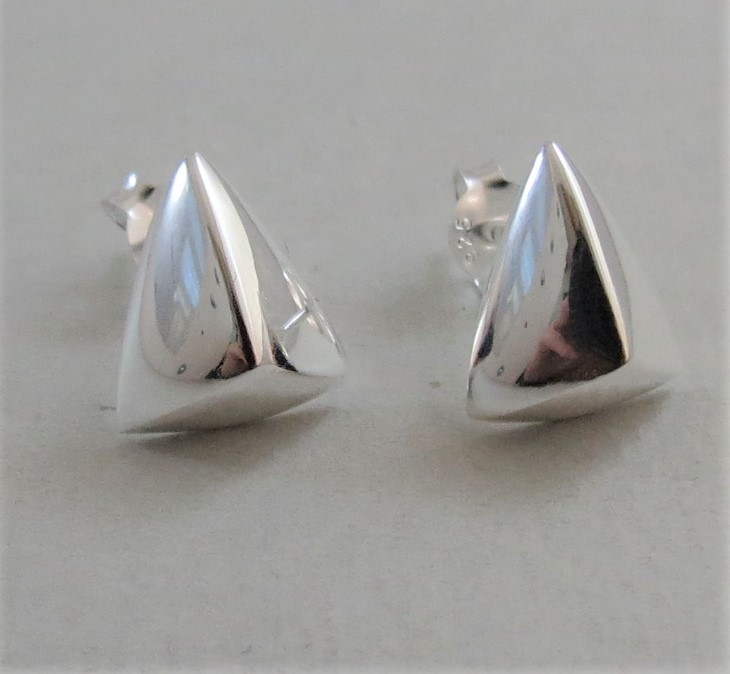 sterling silver triangle stud earrings