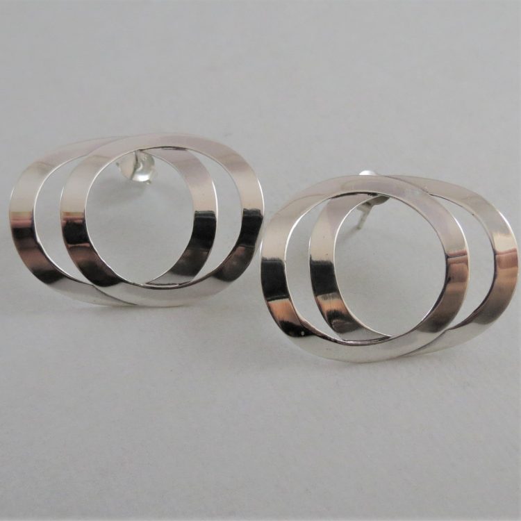 sterling silver double curved earrings